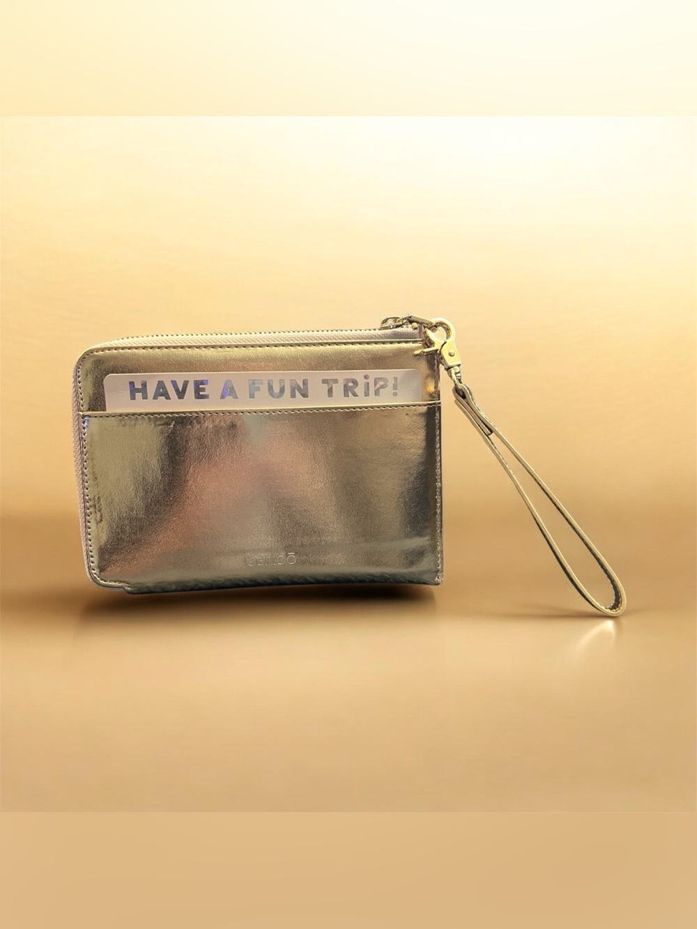 Ban.do Gold Metallic Wristlet Passport Travel Clutch
